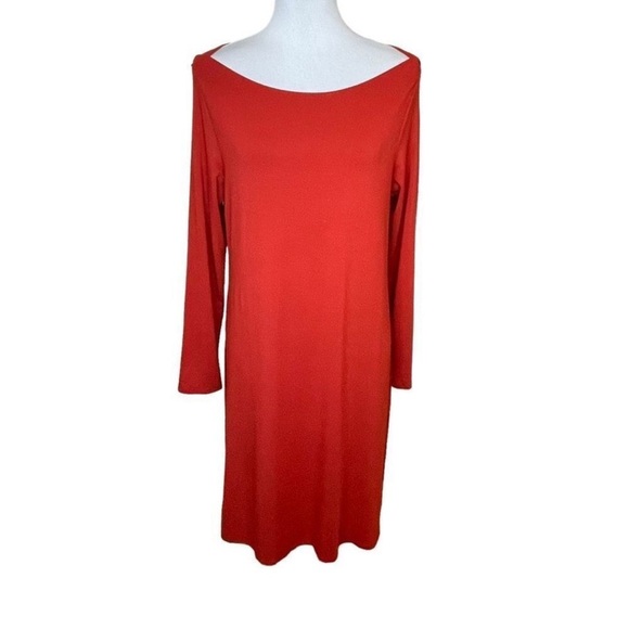 Eileen Fisher Red Viscose Jersey Shift Dress XS - Picture 2 of 6